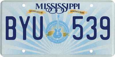MS license plate BYU539
