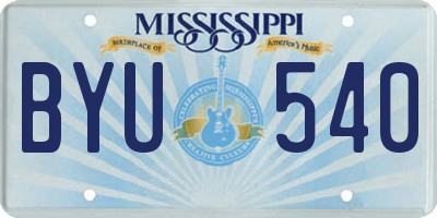 MS license plate BYU540