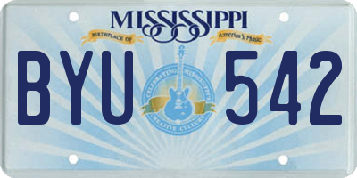 MS license plate BYU542