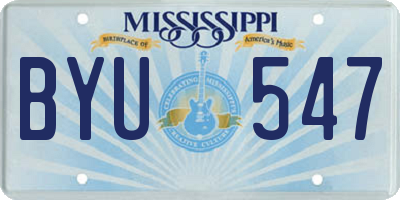 MS license plate BYU547