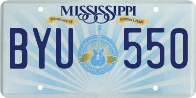 MS license plate BYU550