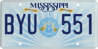 MS license plate BYU551