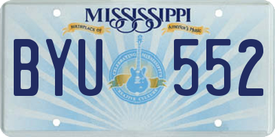 MS license plate BYU552