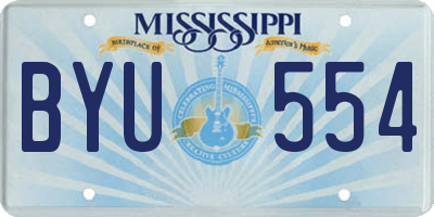 MS license plate BYU554