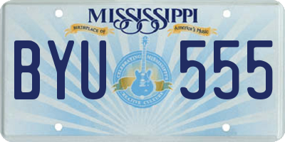 MS license plate BYU555