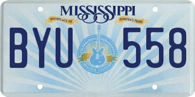 MS license plate BYU558