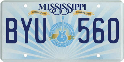 MS license plate BYU560