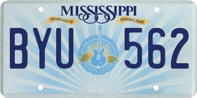 MS license plate BYU562