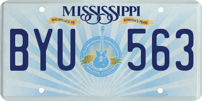 MS license plate BYU563