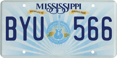 MS license plate BYU566