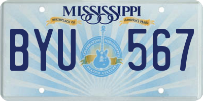 MS license plate BYU567
