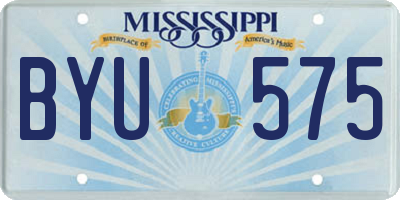 MS license plate BYU575