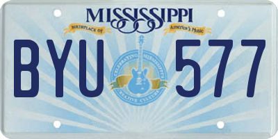 MS license plate BYU577