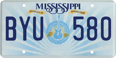 MS license plate BYU580