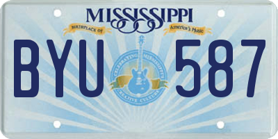 MS license plate BYU587
