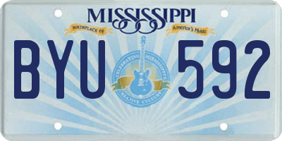MS license plate BYU592