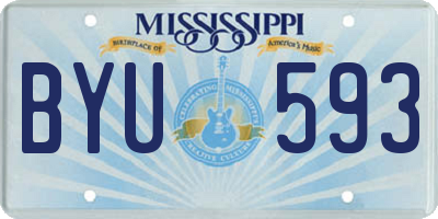 MS license plate BYU593
