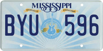 MS license plate BYU596