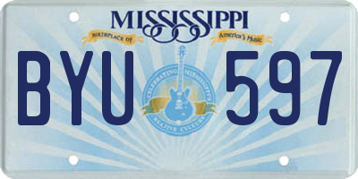 MS license plate BYU597