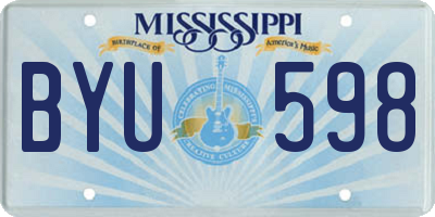MS license plate BYU598