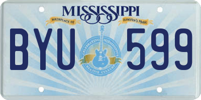 MS license plate BYU599