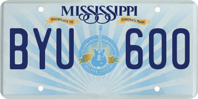 MS license plate BYU600