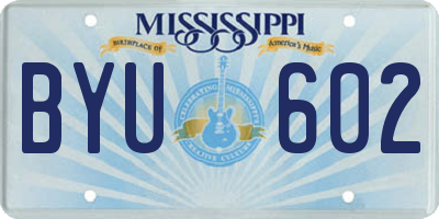 MS license plate BYU602