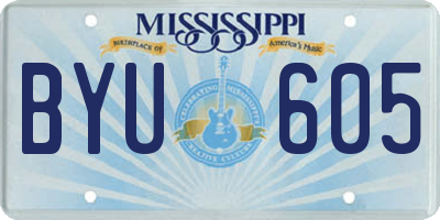 MS license plate BYU605