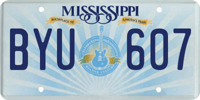 MS license plate BYU607