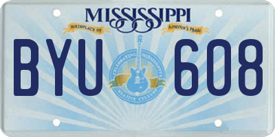 MS license plate BYU608