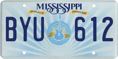 MS license plate BYU612