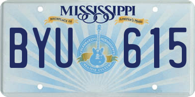 MS license plate BYU615