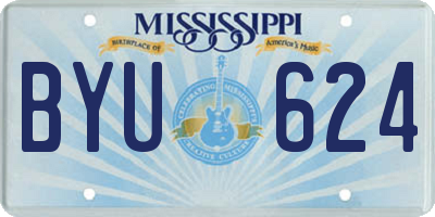 MS license plate BYU624