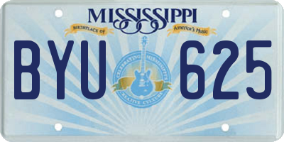 MS license plate BYU625