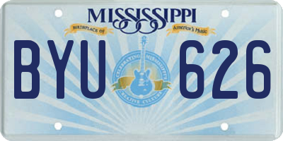 MS license plate BYU626