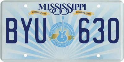 MS license plate BYU630