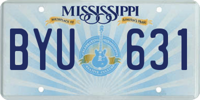 MS license plate BYU631