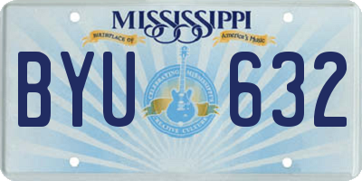 MS license plate BYU632