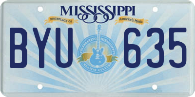 MS license plate BYU635