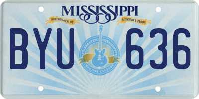 MS license plate BYU636