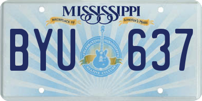 MS license plate BYU637