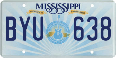 MS license plate BYU638