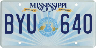 MS license plate BYU640