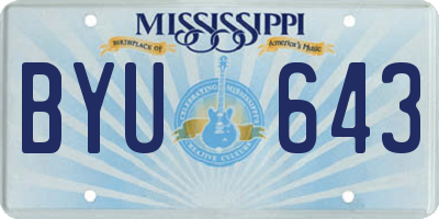 MS license plate BYU643