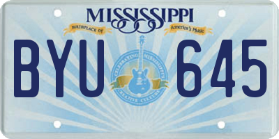 MS license plate BYU645