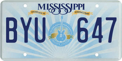 MS license plate BYU647