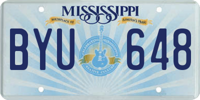 MS license plate BYU648
