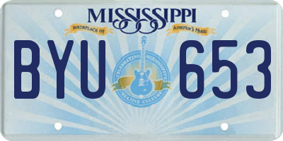 MS license plate BYU653
