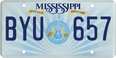 MS license plate BYU657