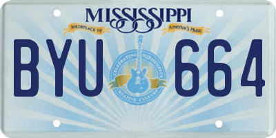 MS license plate BYU664